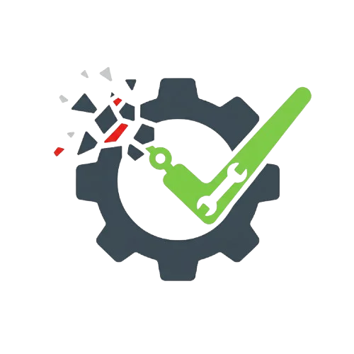 Icon showing a gear and tool with check mark