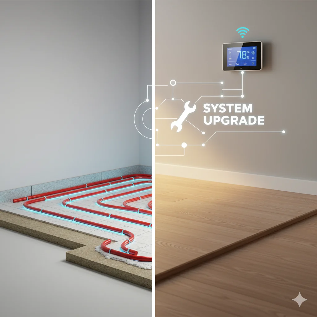 An image showing a completed underfloor heating system